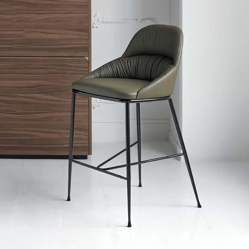 Matte Finish Faux Leather Stools Contemporary Indoor Bar Stools