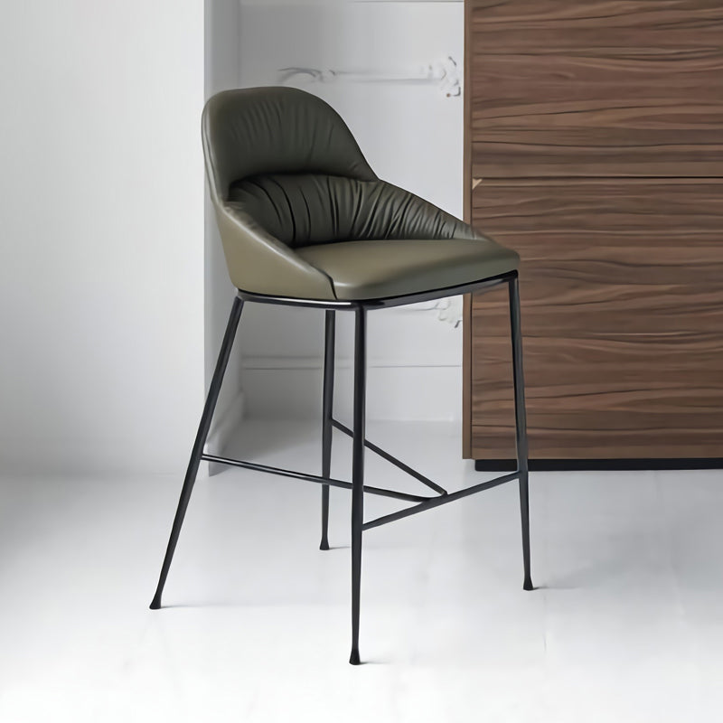 Matte Finish Faux Leather Stools Contemporary Indoor Bar Stools