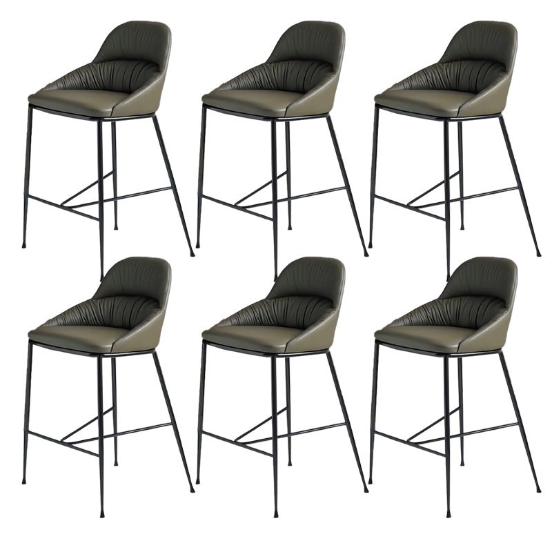 Matte Finish Faux Leather Stools Contemporary Indoor Bar Stools