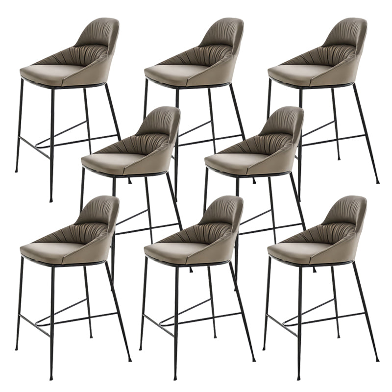 Matte Finish Faux Leather Stools Contemporary Indoor Bar Stools