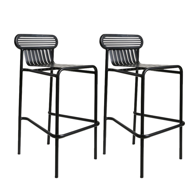 Metallic Finish Indoor Stools Industrial Style Metal Bar Stools Black 2 Piece Set Clearhalo 'Bar Furniture' 'Bar Stools' 'bar_stools' 'furn' 'furn_bar_stools' 'Furniture' 'Kitchen & Dining Furniture' 6747227