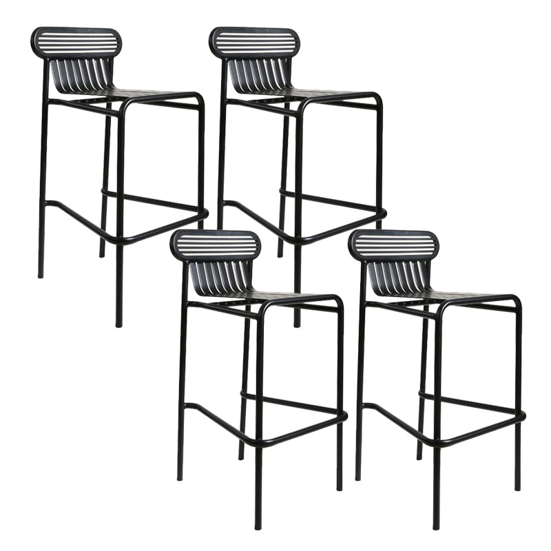 Metallic Finish Indoor Stools Industrial Style Metal Bar Stools Black 4 Piece Set Clearhalo 'Bar Furniture' 'Bar Stools' 'bar_stools' 'furn' 'furn_bar_stools' 'Furniture' 'Kitchen & Dining Furniture' 6747228