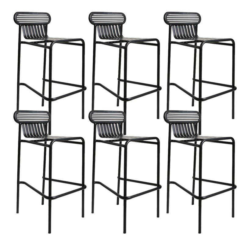 Metallic Finish Indoor Stools Industrial Style Metal Bar Stools Black 6 Piece Set Clearhalo 'Bar Furniture' 'Bar Stools' 'bar_stools' 'furn' 'furn_bar_stools' 'Furniture' 'Kitchen & Dining Furniture' 6747231