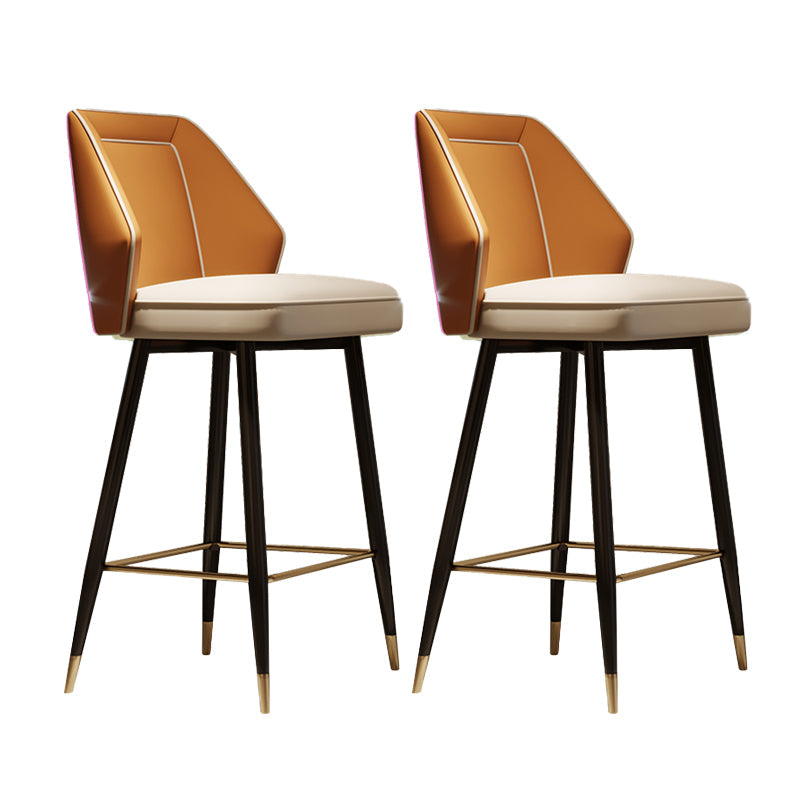 Glam Style Bar Stool Faux Leather Backrest Counter Stool for Bristol Orange 2 Piece Set Clearhalo 'Bar Furniture' 'Bar Stools' 'bar_stools' 'furn' 'furn_bar_stools' 'Furniture' 'Kitchen & Dining Furniture' 6747277