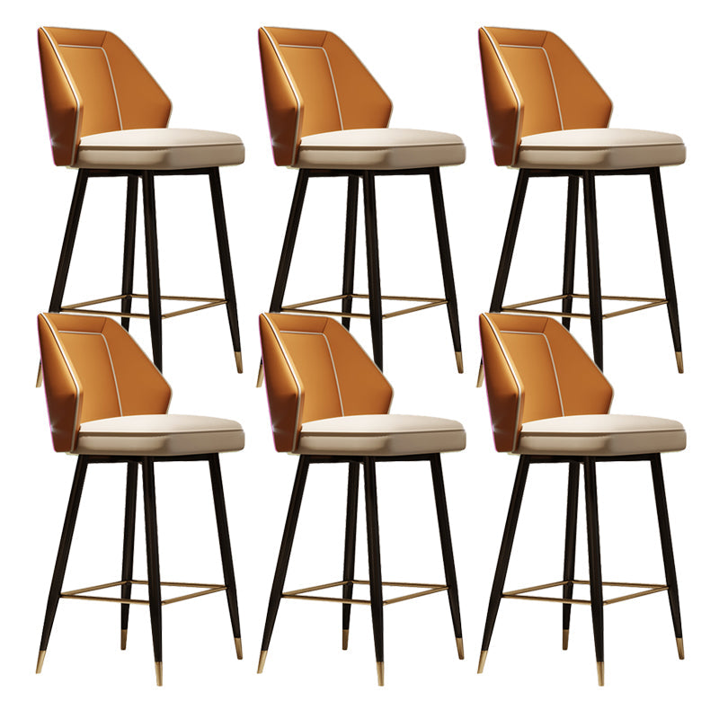 Glam Style Bar Stool Faux Leather Backrest Counter Stool for Bristol Orange 6 Piece Set Clearhalo 'Bar Furniture' 'Bar Stools' 'bar_stools' 'furn' 'furn_bar_stools' 'Furniture' 'Kitchen & Dining Furniture' 6747280