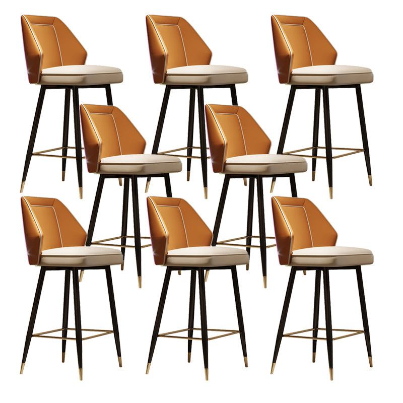 Glam Style Bar Stool Faux Leather Backrest Counter Stool for Bristol Orange 8 Piece Set Clearhalo 'Bar Furniture' 'Bar Stools' 'bar_stools' 'furn' 'furn_bar_stools' 'Furniture' 'Kitchen & Dining Furniture' 6747283