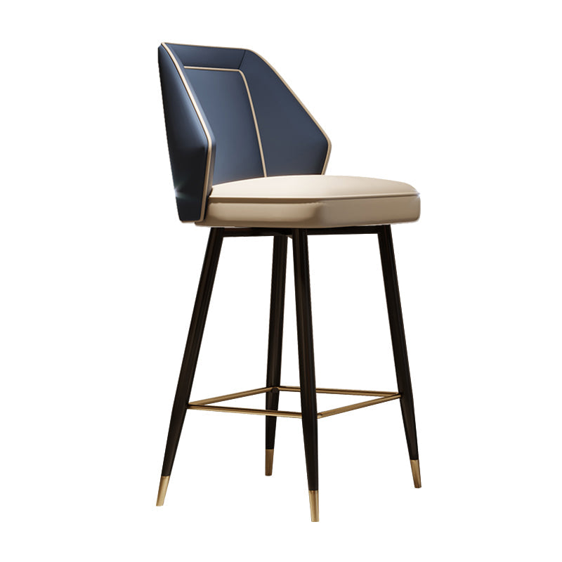 Glam Style Bar Stool Faux Leather Backrest Counter Stool for Bristol Blue 1 Piece Clearhalo 'Bar Furniture' 'Bar Stools' 'bar_stools' 'furn' 'furn_bar_stools' 'Furniture' 'Kitchen & Dining Furniture' 6747284