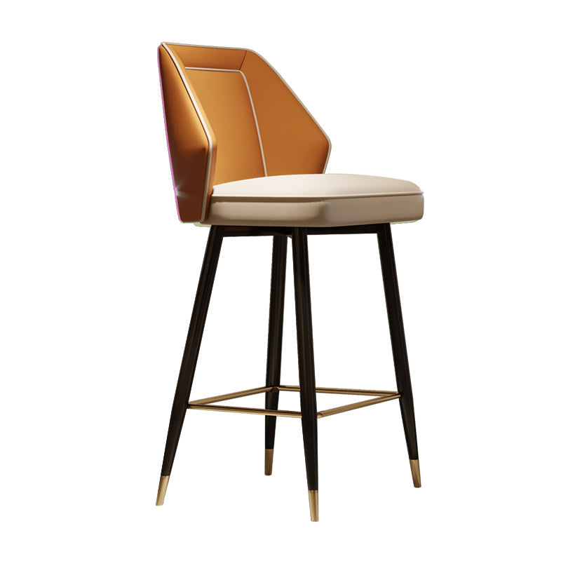 Glam Style Bar Stool Faux Leather Backrest Counter Stool for Bristol Orange 1 Piece Clearhalo 'Bar Furniture' 'Bar Stools' 'bar_stools' 'furn' 'furn_bar_stools' 'Furniture' 'Kitchen & Dining Furniture' 6747285
