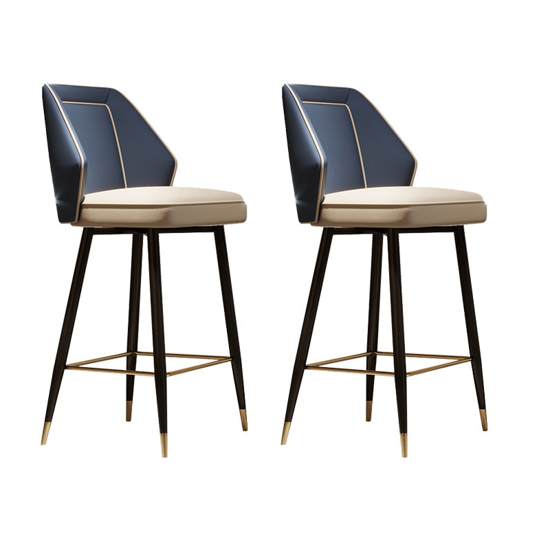 Glam Style Bar Stool Faux Leather Backrest Counter Stool for Bristol Blue 2 Piece Set Clearhalo 'Bar Furniture' 'Bar Stools' 'bar_stools' 'furn' 'furn_bar_stools' 'Furniture' 'Kitchen & Dining Furniture' 6747286