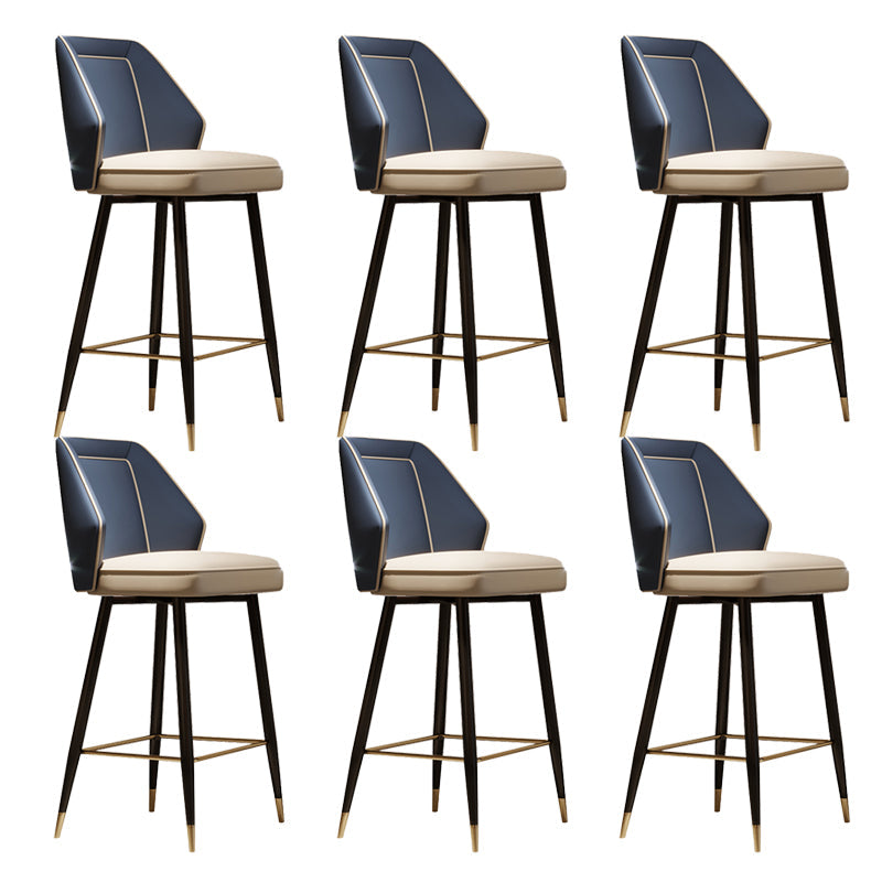 Glam Style Bar Stool Faux Leather Backrest Counter Stool for Bristol Blue 6 Piece Set Clearhalo 'Bar Furniture' 'Bar Stools' 'bar_stools' 'furn' 'furn_bar_stools' 'Furniture' 'Kitchen & Dining Furniture' 6747290