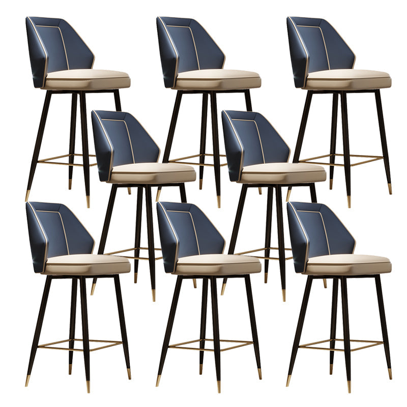 Glam Style Bar Stool Faux Leather Backrest Counter Stool for Bristol Blue 8 Piece Set Clearhalo 'Bar Furniture' 'Bar Stools' 'bar_stools' 'furn' 'furn_bar_stools' 'Furniture' 'Kitchen & Dining Furniture' 6747292