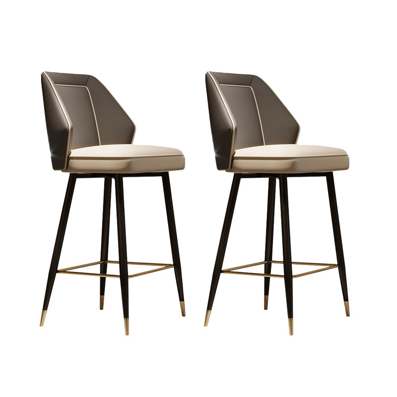 Glam Style Bar Stool Faux Leather Backrest Counter Stool for Bristol Gray 2 Piece Set Clearhalo 'Bar Furniture' 'Bar Stools' 'bar_stools' 'furn' 'furn_bar_stools' 'Furniture' 'Kitchen & Dining Furniture' 6747294