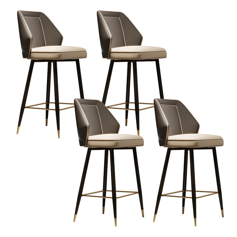 Glam Style Bar Stool Faux Leather Backrest Counter Stool for Bristol Gray 4 Piece Set Clearhalo 'Bar Furniture' 'Bar Stools' 'bar_stools' 'furn' 'furn_bar_stools' 'Furniture' 'Kitchen & Dining Furniture' 6747295