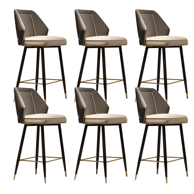 Glam Style Bar Stool Faux Leather Backrest Counter Stool for Bristol Gray 6 Piece Set Clearhalo 'Bar Furniture' 'Bar Stools' 'bar_stools' 'furn' 'furn_bar_stools' 'Furniture' 'Kitchen & Dining Furniture' 6747296