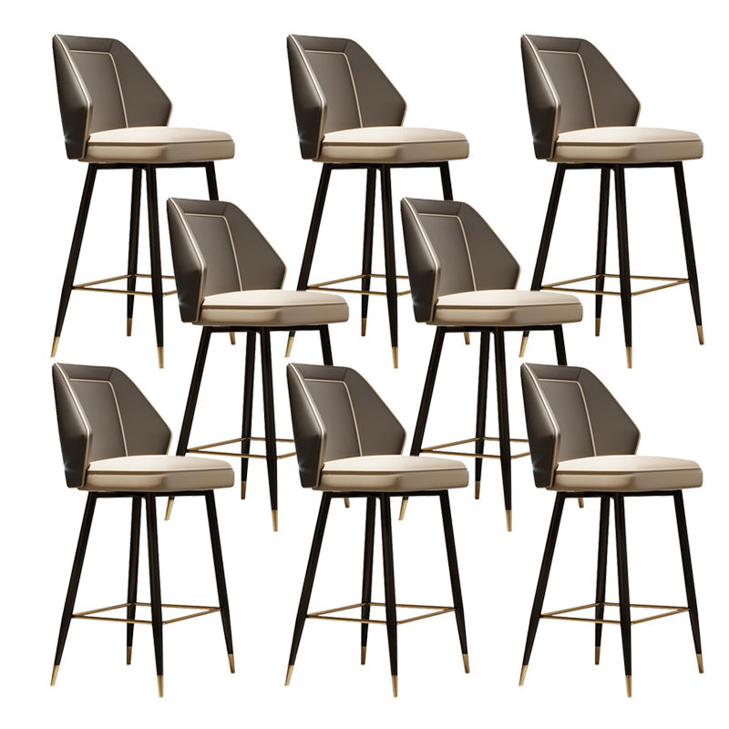 Glam Style Bar Stool Faux Leather Backrest Counter Stool for Bristol Gray 8 Piece Set Clearhalo 'Bar Furniture' 'Bar Stools' 'bar_stools' 'furn' 'furn_bar_stools' 'Furniture' 'Kitchen & Dining Furniture' 6747297