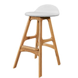 Industrial Bar Stools with Ash Wood Frame Matte Finish Faux Leather Stools
