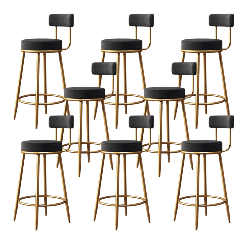 Industrial Velvet Counter & Bar Stools Matte Finish Indoor Stools Black 8 Piece Set Clearhalo 'Bar Furniture' 'Bar Stools' 'bar_stools' 'furn' 'furn_bar_stools' 'Furniture' 'Kitchen & Dining Furniture' 6747495
