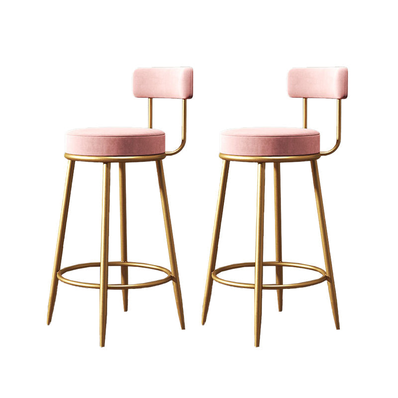 Industrial Velvet Counter & Bar Stools Matte Finish Indoor Stools Pink 2 Piece Set Clearhalo 'Bar Furniture' 'Bar Stools' 'bar_stools' 'furn' 'furn_bar_stools' 'Furniture' 'Kitchen & Dining Furniture' 6747499