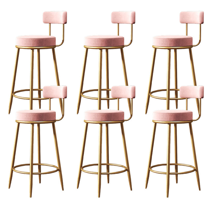 Industrial Velvet Counter & Bar Stools Matte Finish Indoor Stools Pink 6 Piece Set Clearhalo 'Bar Furniture' 'Bar Stools' 'bar_stools' 'furn' 'furn_bar_stools' 'Furniture' 'Kitchen & Dining Furniture' 6747501
