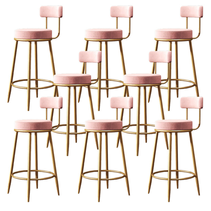 Industrial Velvet Counter & Bar Stools Matte Finish Indoor Stools Pink 8 Piece Set Clearhalo 'Bar Furniture' 'Bar Stools' 'bar_stools' 'furn' 'furn_bar_stools' 'Furniture' 'Kitchen & Dining Furniture' 6747502