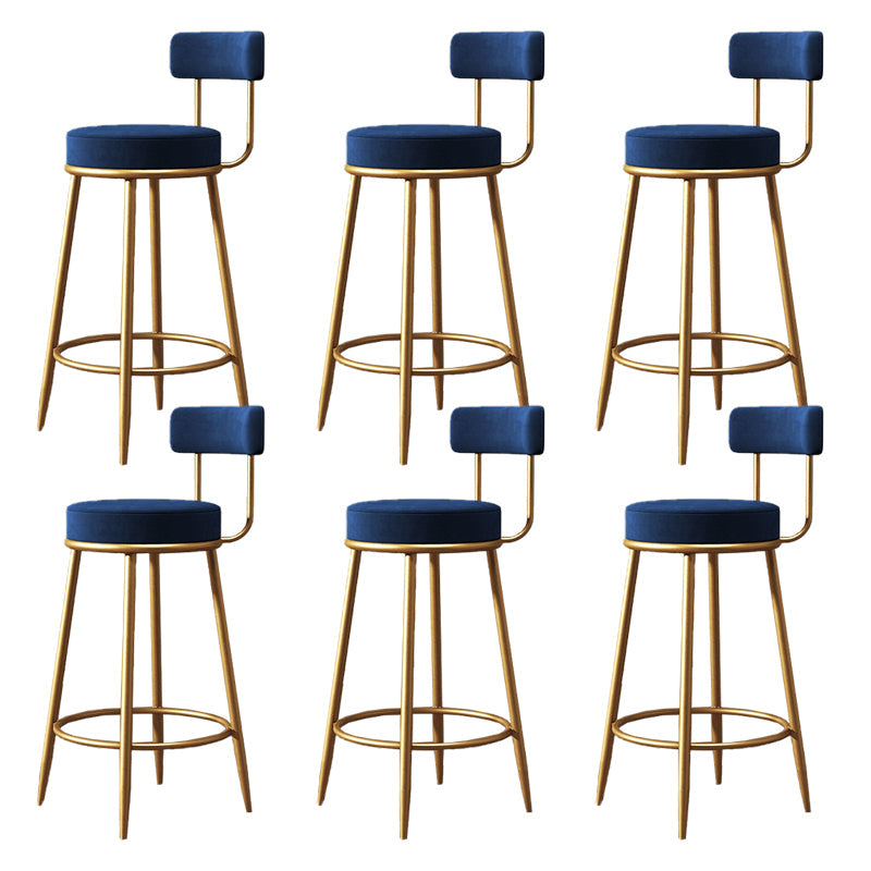 Industrial Velvet Counter & Bar Stools Matte Finish Indoor Stools Blue 6 Piece Set Clearhalo 'Bar Furniture' 'Bar Stools' 'bar_stools' 'furn' 'furn_bar_stools' 'Furniture' 'Kitchen & Dining Furniture' 6747511
