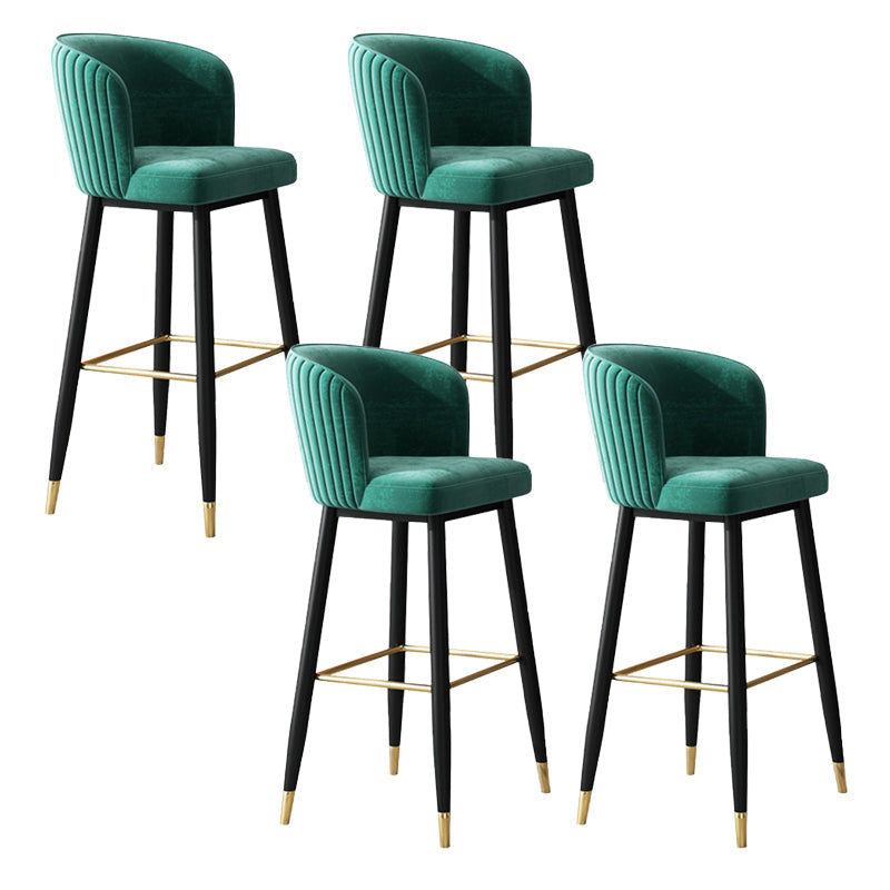 Contemporary Velvet Counter & Bar Stools Matte Finish Indoor Stools with Metal Frame