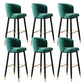 Contemporary Velvet Counter & Bar Stools Matte Finish Indoor Stools with Metal Frame