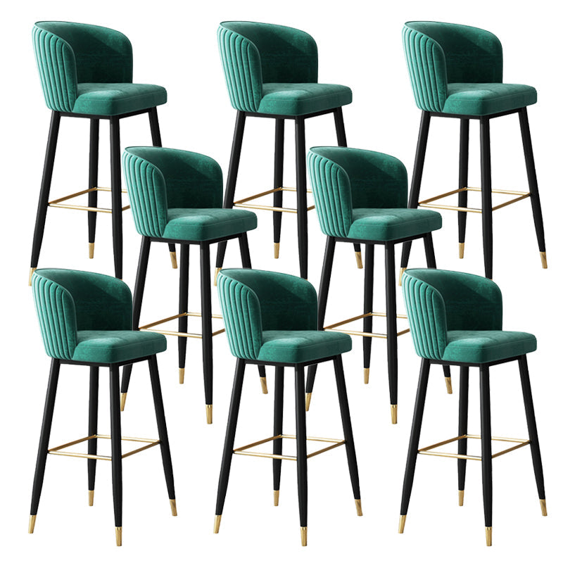 Contemporary Velvet Counter & Bar Stools Matte Finish Indoor Stools with Metal Frame