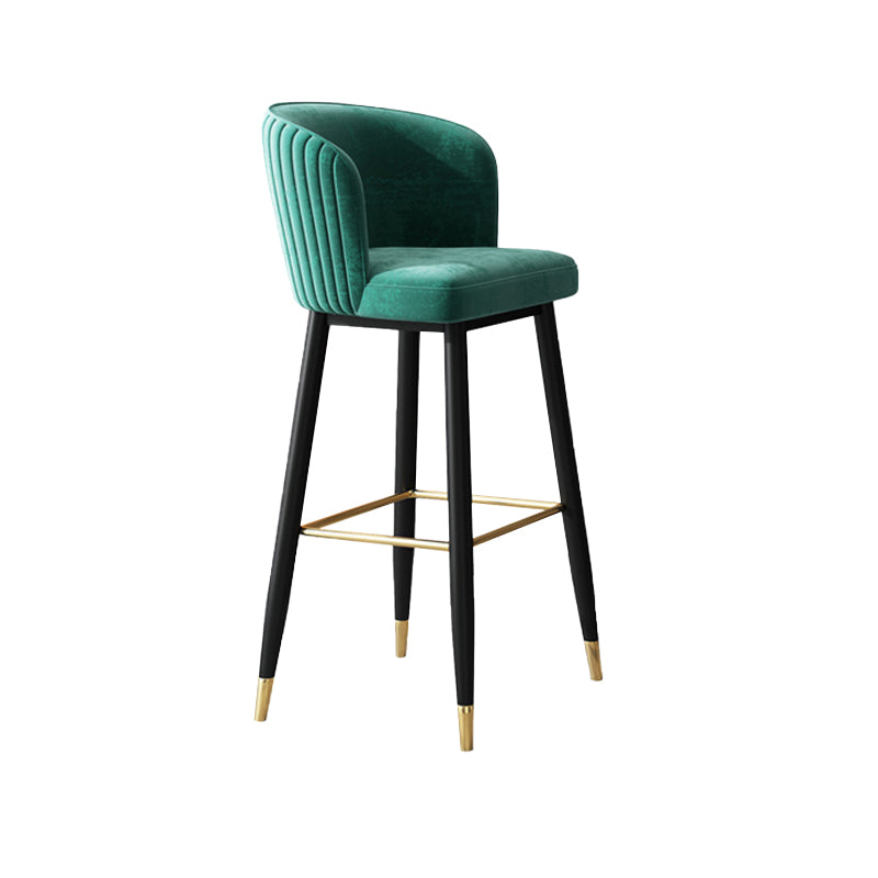 Contemporary Velvet Counter & Bar Stools Matte Finish Indoor Stools with Metal Frame