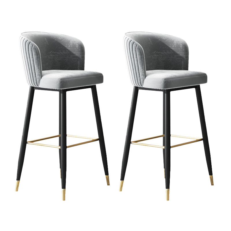 Contemporary Velvet Counter & Bar Stools Matte Finish Indoor Stools with Metal Frame