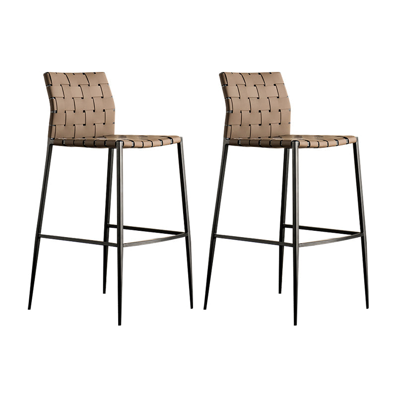 Modern Style Bar Stool Leather Backrest Counter Stool with Metal Legs Khaki 2 Piece Set Clearhalo 'Bar Furniture' 'Bar Stools' 'bar_stools' 'furn' 'furn_bar_stools' 'Furniture' 'Kitchen & Dining Furniture' 6747699