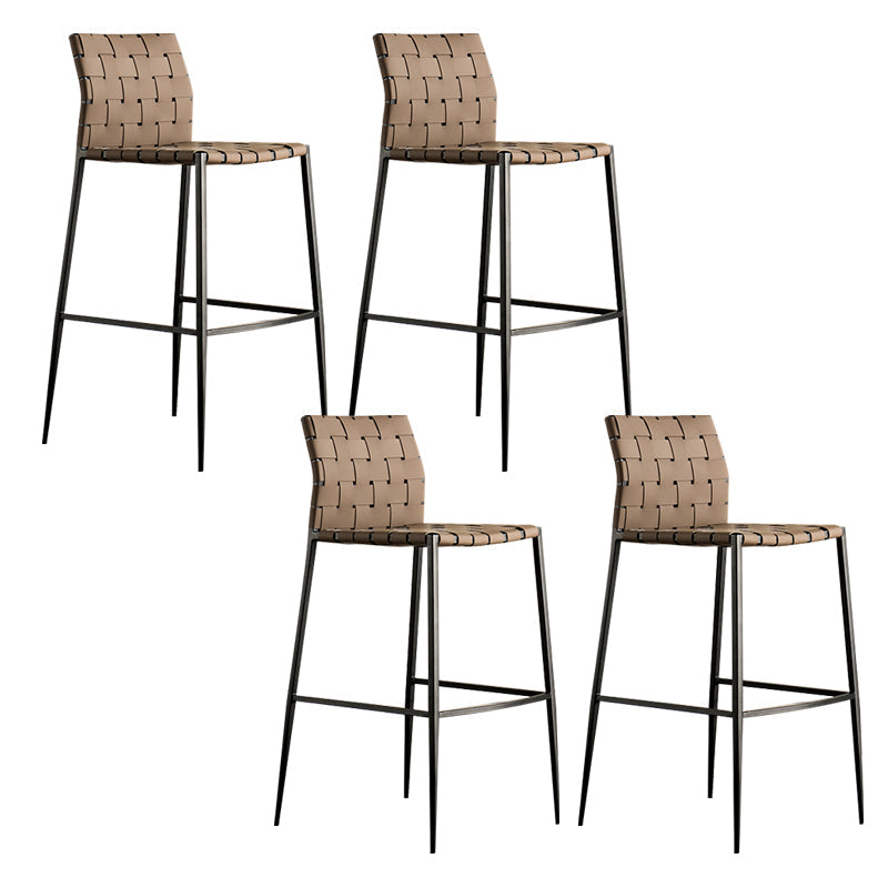 Modern Style Bar Stool Leather Backrest Counter Stool with Metal Legs Khaki 4 Piece Set Clearhalo 'Bar Furniture' 'Bar Stools' 'bar_stools' 'furn' 'furn_bar_stools' 'Furniture' 'Kitchen & Dining Furniture' 6747701