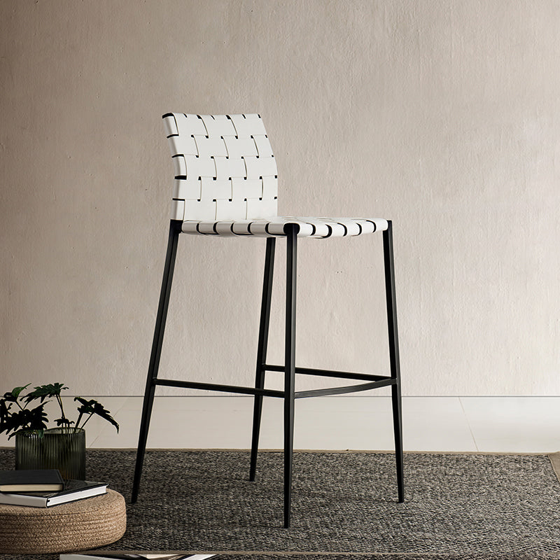 Modern Style Bar Stool Leather Backrest Counter Stool with Metal Legs White 1 Piece Clearhalo 'Bar Furniture' 'Bar Stools' 'bar_stools' 'furn' 'furn_bar_stools' 'Furniture' 'Kitchen & Dining Furniture' 6747704