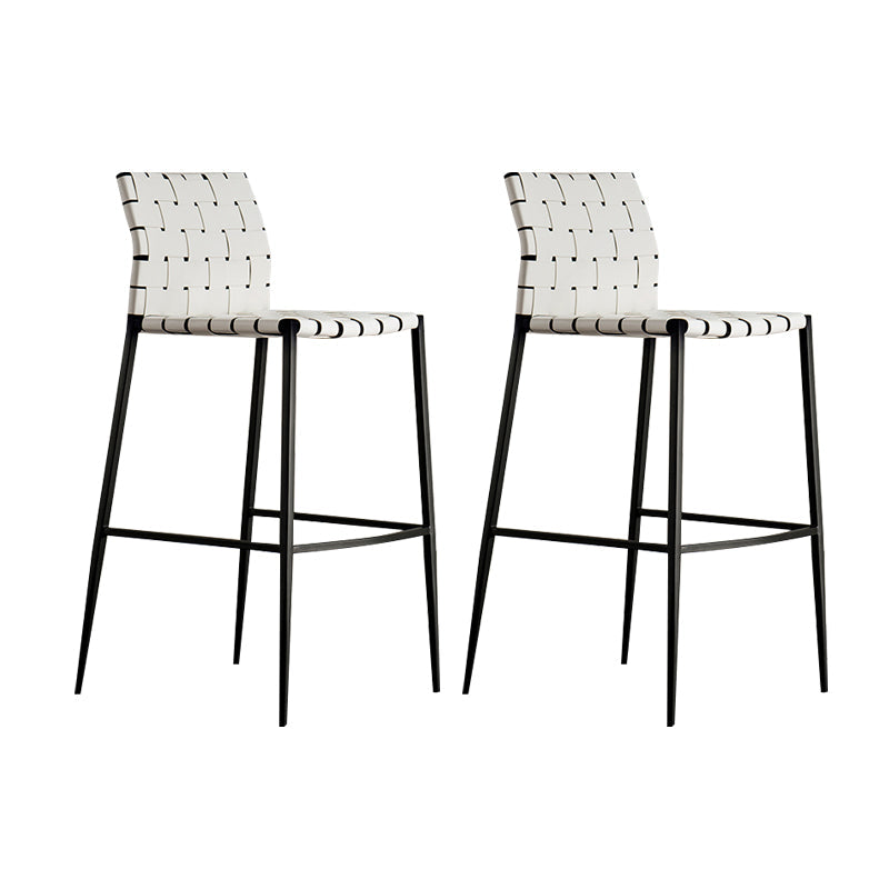 Modern Style Bar Stool Leather Backrest Counter Stool with Metal Legs White 2 Piece Set Clearhalo 'Bar Furniture' 'Bar Stools' 'bar_stools' 'furn' 'furn_bar_stools' 'Furniture' 'Kitchen & Dining Furniture' 6747707