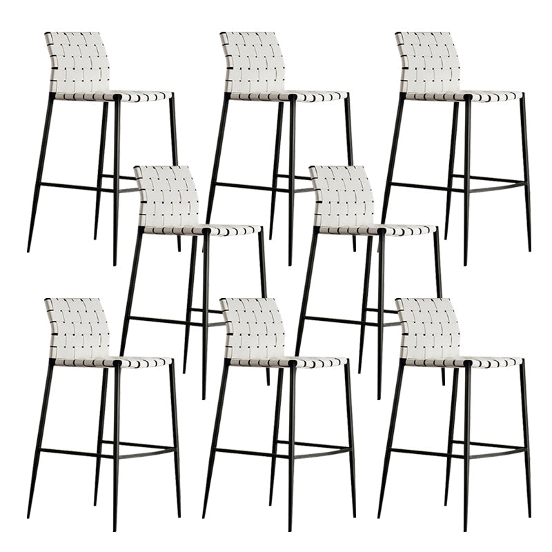 Modern Style Bar Stool Leather Backrest Counter Stool with Metal Legs White 8 Piece Set Clearhalo 'Bar Furniture' 'Bar Stools' 'bar_stools' 'furn' 'furn_bar_stools' 'Furniture' 'Kitchen & Dining Furniture' 6747712