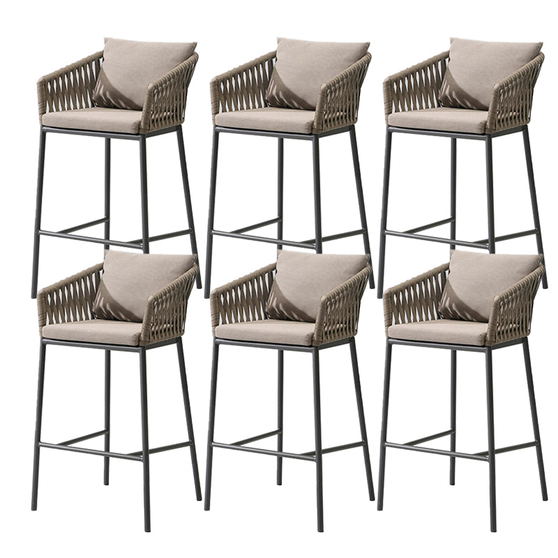 Industrial Bar Stool Upholstered Backrest Counter Stool for Dining Room With Arms 6 Piece Set Clearhalo 'Bar Furniture' 'Bar Stools' 'bar_stools' 'furn' 'furn_bar_stools' 'Furniture' 'Kitchen & Dining Furniture' 6747767