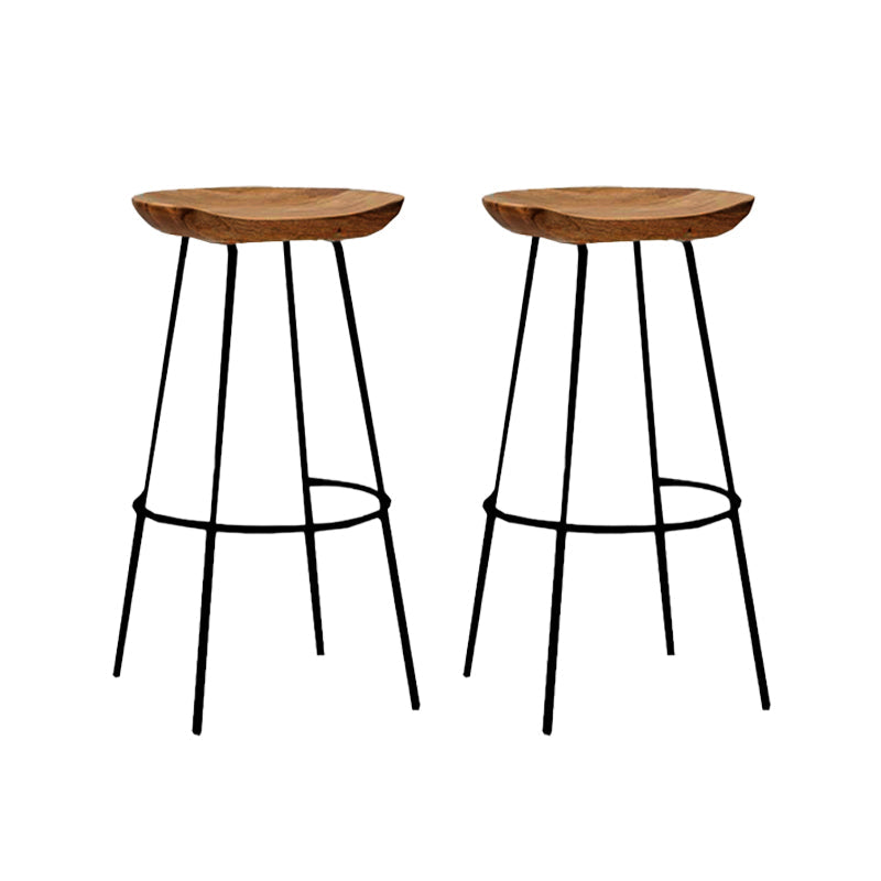 Solid Wood Modern Counter & Bar Stools Matte Finish Indoor Stools Walnut+Black 2 Piece Set Bar Stool(30"H) Clearhalo 'Bar Furniture' 'Bar Stools' 'bar_stools' 'furn' 'furn_bar_stools' 'Furniture' 'Kitchen & Dining Furniture' 6747772