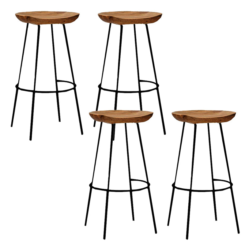 Solid Wood Modern Counter & Bar Stools Matte Finish Indoor Stools Walnut+Black 4 Piece Set Bar Stool(30"H) Clearhalo 'Bar Furniture' 'Bar Stools' 'bar_stools' 'furn' 'furn_bar_stools' 'Furniture' 'Kitchen & Dining Furniture' 6747774