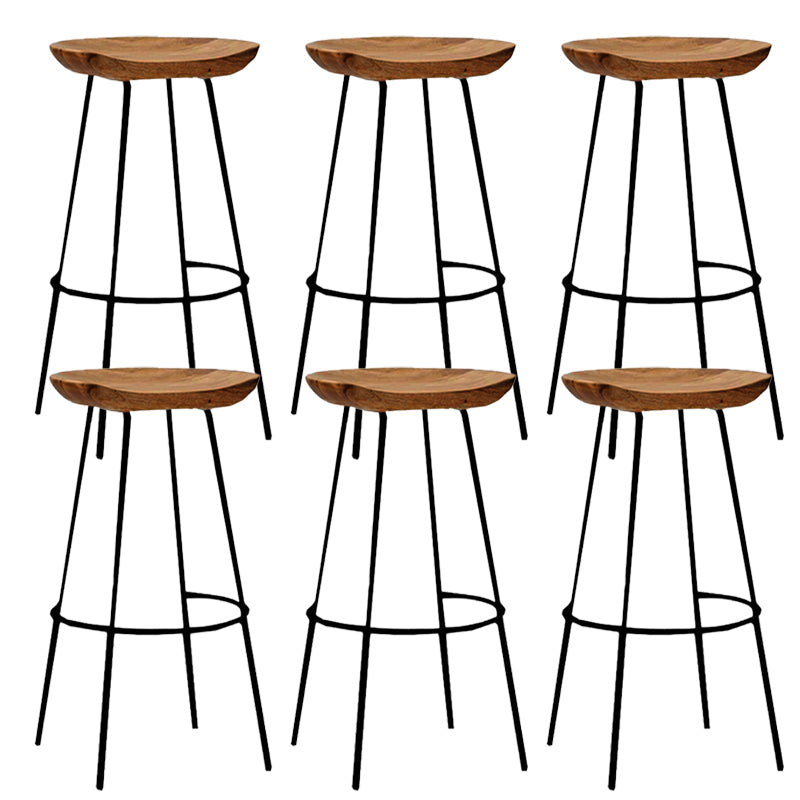 Solid Wood Modern Counter & Bar Stools Matte Finish Indoor Stools Walnut+Black 6 Piece Set Bar Stool(30"H) Clearhalo 'Bar Furniture' 'Bar Stools' 'bar_stools' 'furn' 'furn_bar_stools' 'Furniture' 'Kitchen & Dining Furniture' 6747776