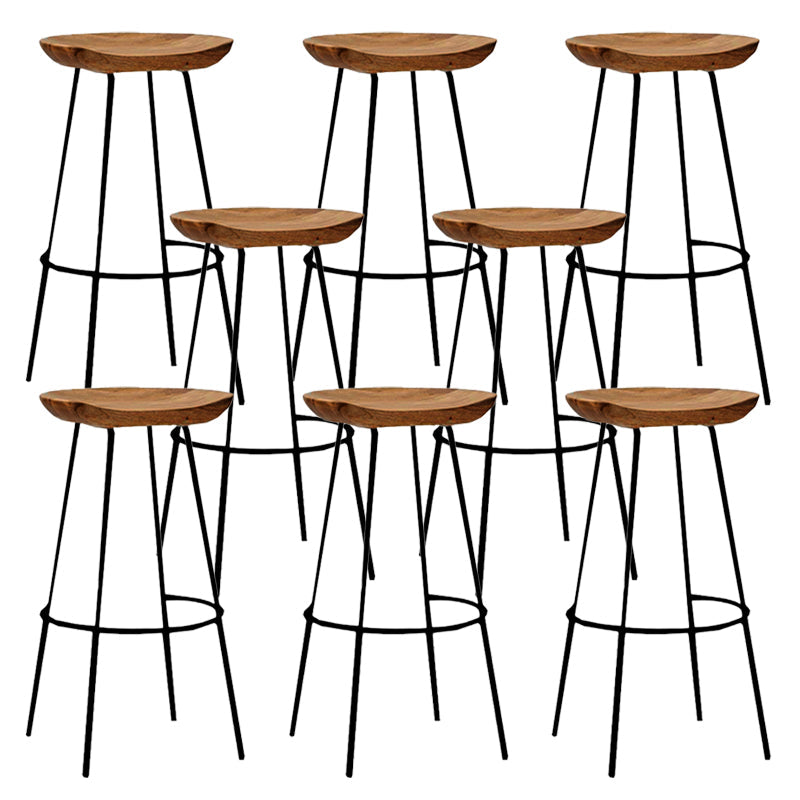 Solid Wood Modern Counter & Bar Stools Matte Finish Indoor Stools Walnut+Black 8 Piece Set Bar Stool(30"H) Clearhalo 'Bar Furniture' 'Bar Stools' 'bar_stools' 'furn' 'furn_bar_stools' 'Furniture' 'Kitchen & Dining Furniture' 6747778