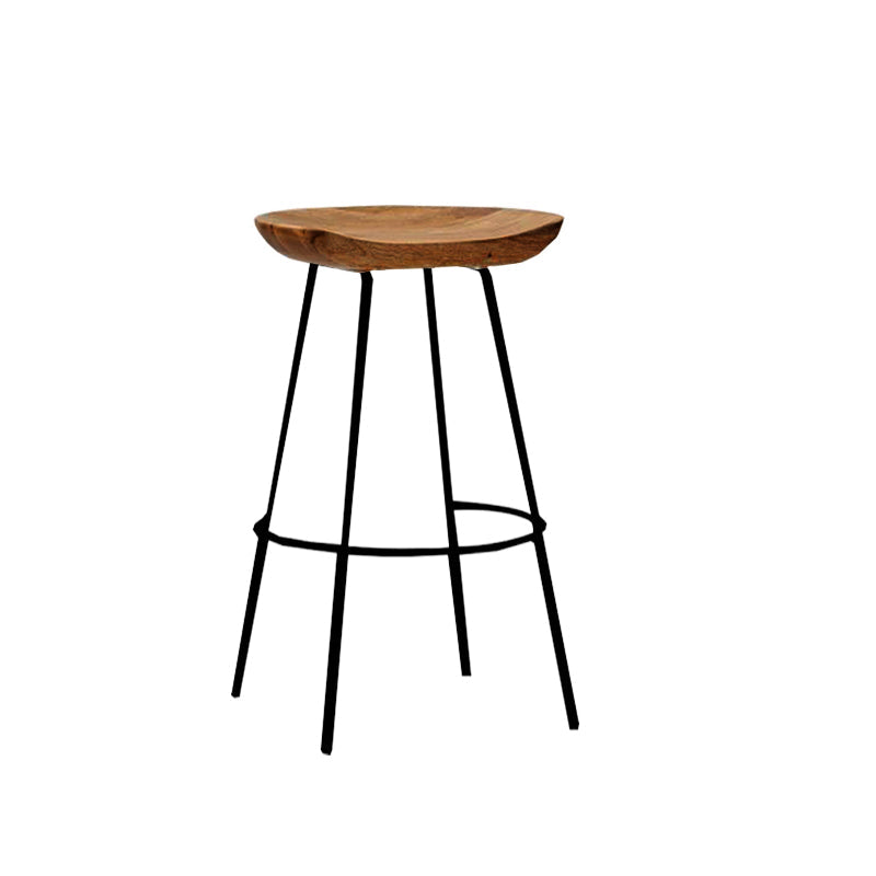 Solid Wood Modern Counter & Bar Stools Matte Finish Indoor Stools Walnut+Black 1 Piece Counter Stool(26"H) Clearhalo 'Bar Furniture' 'Bar Stools' 'bar_stools' 'furn' 'furn_bar_stools' 'Furniture' 'Kitchen & Dining Furniture' 6747779