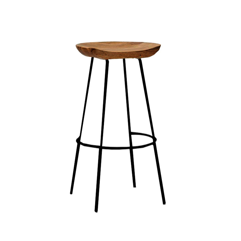 Solid Wood Modern Counter & Bar Stools Matte Finish Indoor Stools Walnut+Black 1 Piece Bar Stool(30"H) Clearhalo 'Bar Furniture' 'Bar Stools' 'bar_stools' 'furn' 'furn_bar_stools' 'Furniture' 'Kitchen & Dining Furniture' 6747780