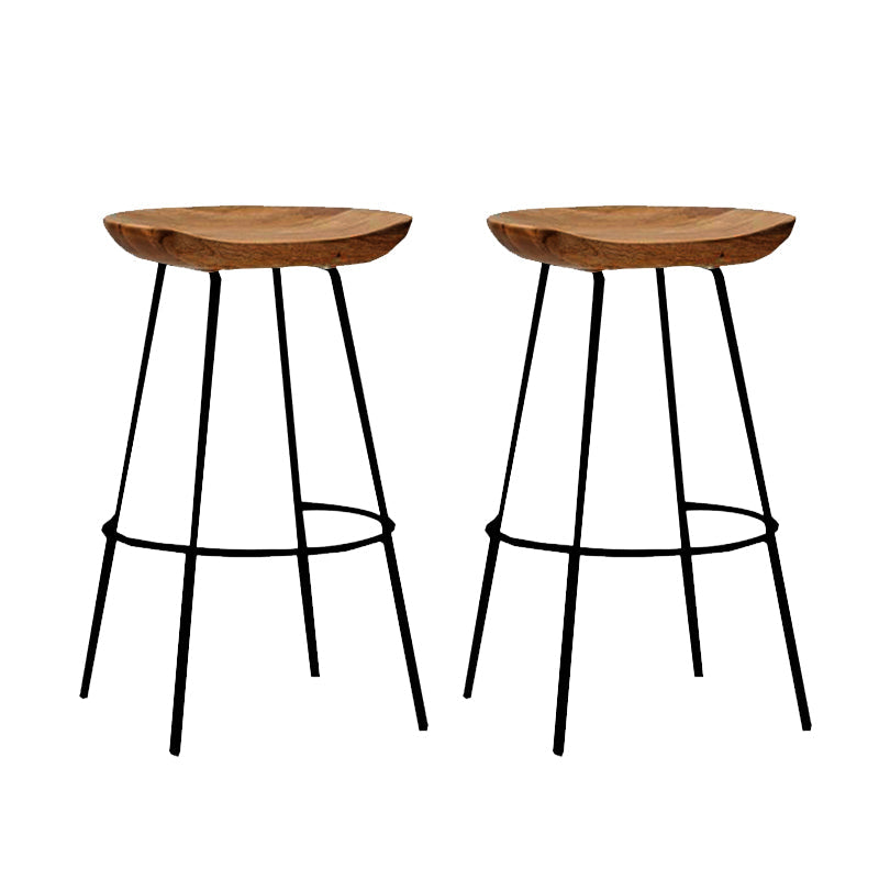 Solid Wood Modern Counter & Bar Stools Matte Finish Indoor Stools Walnut+Black 2 Piece Set Counter Stool(26"H) Clearhalo 'Bar Furniture' 'Bar Stools' 'bar_stools' 'furn' 'furn_bar_stools' 'Furniture' 'Kitchen & Dining Furniture' 6747782