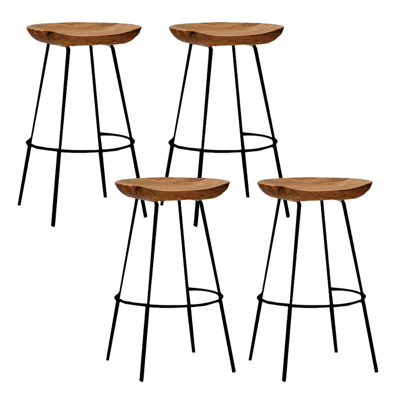 Solid Wood Modern Counter & Bar Stools Matte Finish Indoor Stools Walnut+Black 4 Piece Set Counter Stool(26"H) Clearhalo 'Bar Furniture' 'Bar Stools' 'bar_stools' 'furn' 'furn_bar_stools' 'Furniture' 'Kitchen & Dining Furniture' 6747784