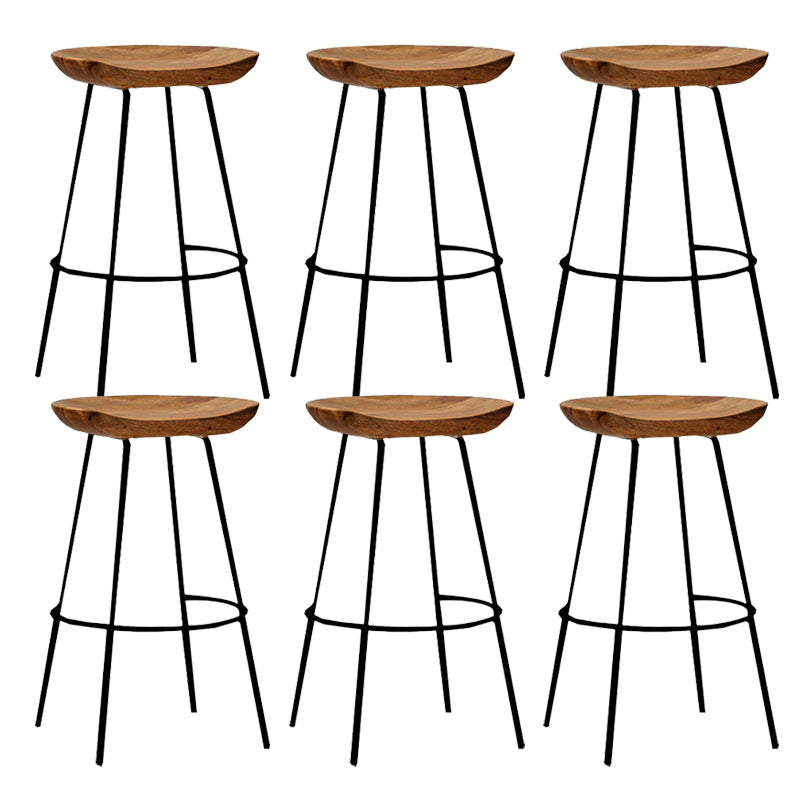 Solid Wood Modern Counter & Bar Stools Matte Finish Indoor Stools Walnut+Black 6 Piece Set Counter Stool(26"H) Clearhalo 'Bar Furniture' 'Bar Stools' 'bar_stools' 'furn' 'furn_bar_stools' 'Furniture' 'Kitchen & Dining Furniture' 6747785