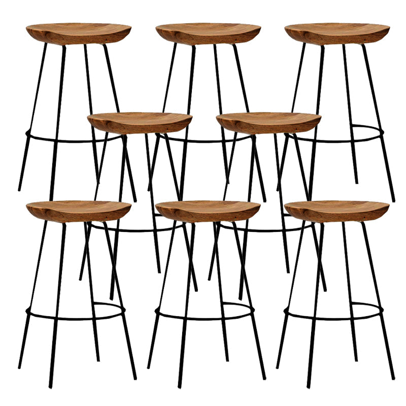 Solid Wood Modern Counter & Bar Stools Matte Finish Indoor Stools Walnut+Black 8 Piece Set Counter Stool(26"H) Clearhalo 'Bar Furniture' 'Bar Stools' 'bar_stools' 'furn' 'furn_bar_stools' 'Furniture' 'Kitchen & Dining Furniture' 6747787