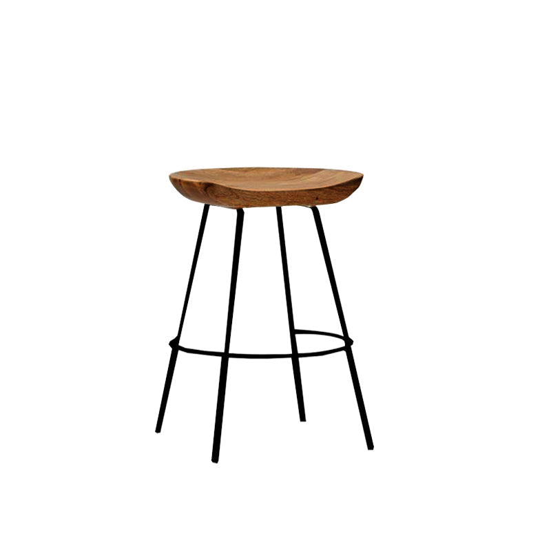 Solid Wood Modern Counter & Bar Stools Matte Finish Indoor Stools Walnut+Black 1 Piece Short Stool(22"H) Clearhalo 'Bar Furniture' 'Bar Stools' 'bar_stools' 'furn' 'furn_bar_stools' 'Furniture' 'Kitchen & Dining Furniture' 6747788