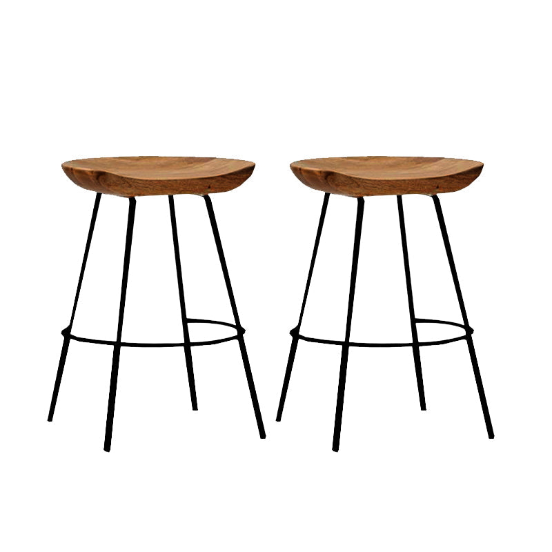 Solid Wood Modern Counter & Bar Stools Matte Finish Indoor Stools Walnut+Black 2 Piece Set Short Stool(22"H) Clearhalo 'Bar Furniture' 'Bar Stools' 'bar_stools' 'furn' 'furn_bar_stools' 'Furniture' 'Kitchen & Dining Furniture' 6747789
