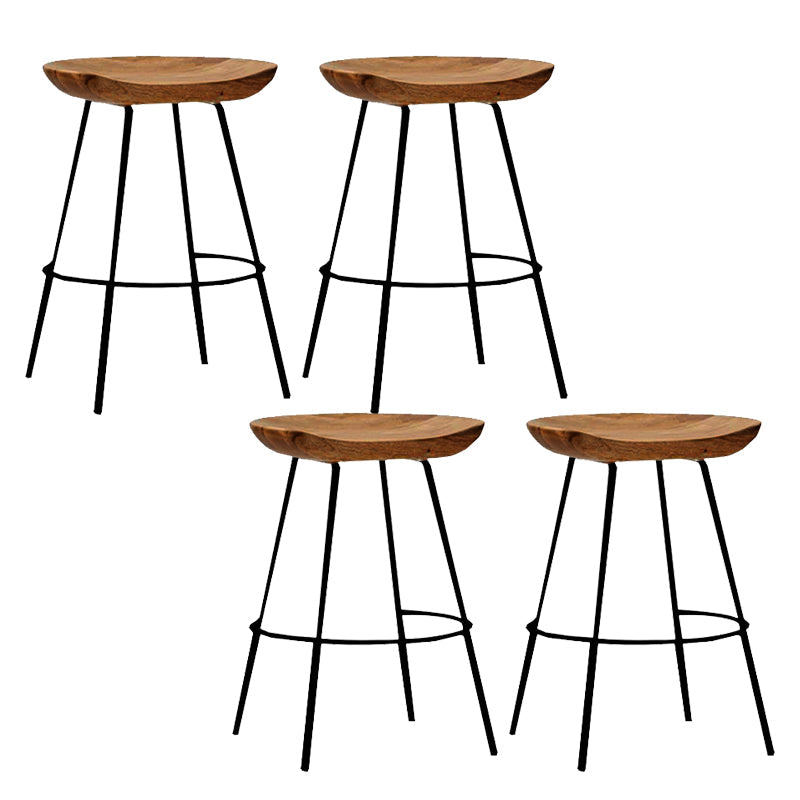 Solid Wood Modern Counter & Bar Stools Matte Finish Indoor Stools Walnut+Black 4 Piece Set Short Stool(22"H) Clearhalo 'Bar Furniture' 'Bar Stools' 'bar_stools' 'furn' 'furn_bar_stools' 'Furniture' 'Kitchen & Dining Furniture' 6747790