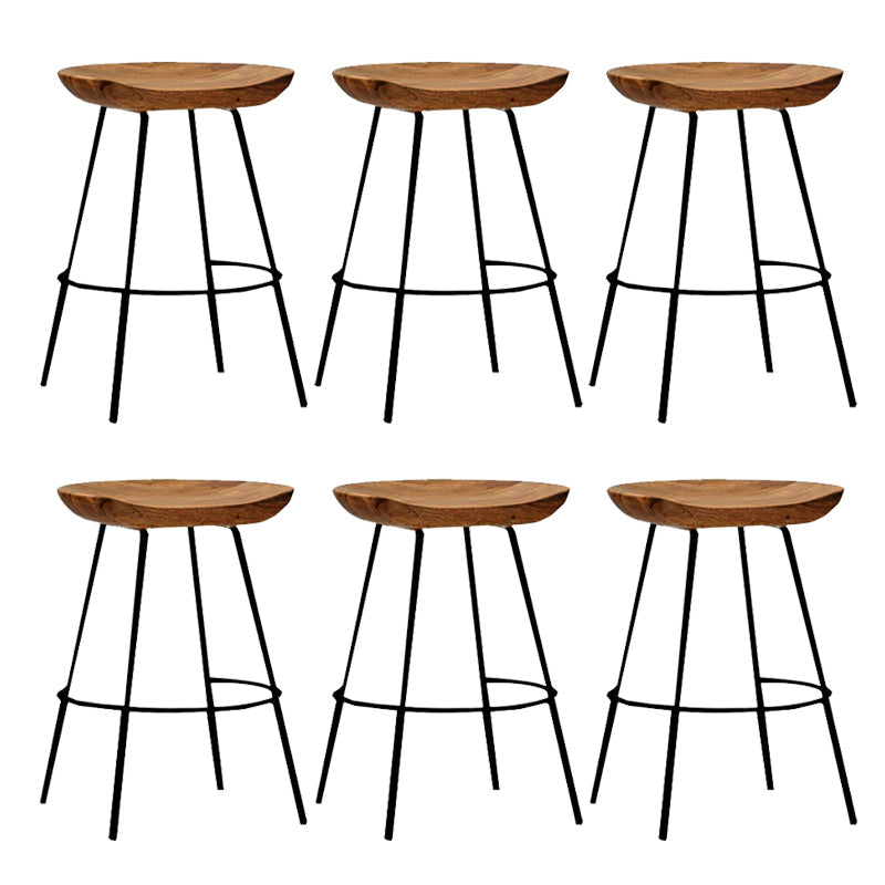 Solid Wood Modern Counter & Bar Stools Matte Finish Indoor Stools Walnut+Black 6 Piece Set Short Stool(22"H) Clearhalo 'Bar Furniture' 'Bar Stools' 'bar_stools' 'furn' 'furn_bar_stools' 'Furniture' 'Kitchen & Dining Furniture' 6747791